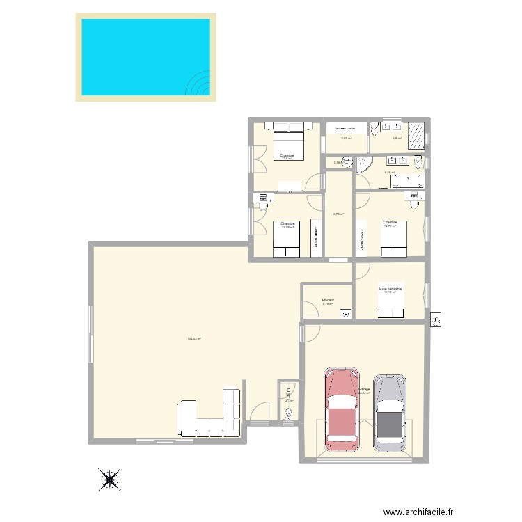 monch 1. Plan de 13 pièces et 227 m2