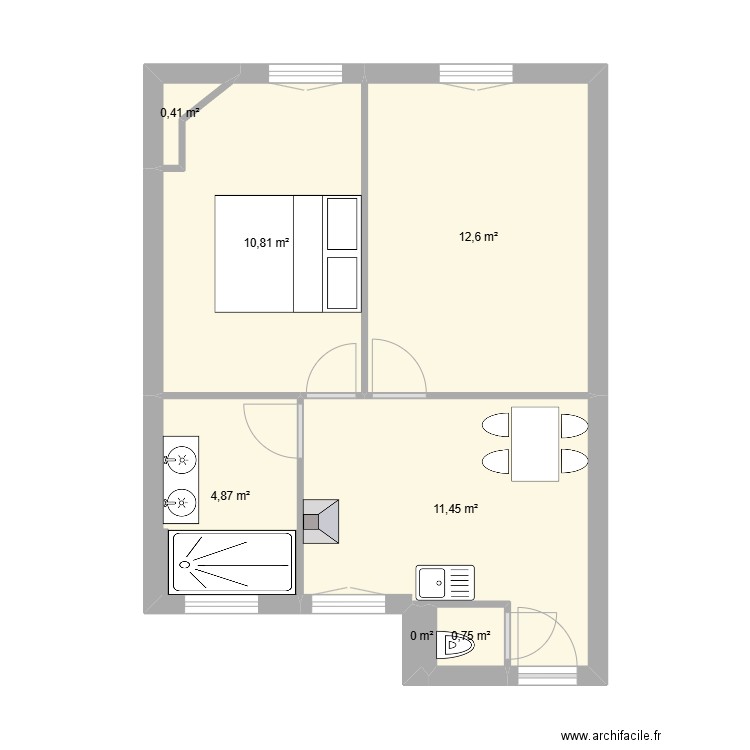 Barthélémy Danjou. Plan de 7 pièces et 41 m2