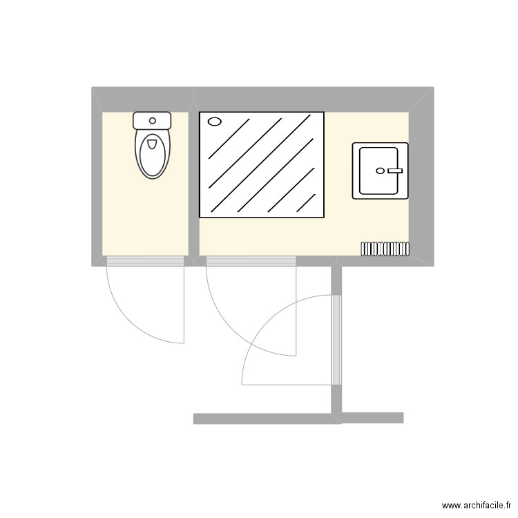 VAD S. aménagé. Plan de 2 pièces et 5 m2