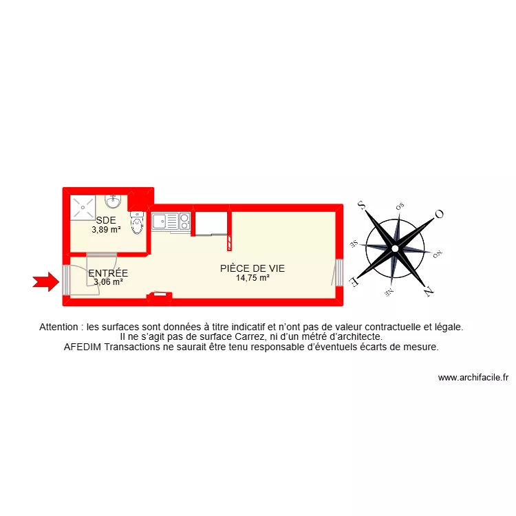 BI 36137. Plan de 5 Pièces et 22 m² BI 36137. Plan de 5 Pièces et 22 m²