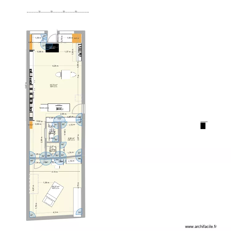 .Esthetique. Plan de 5  et 62 m²