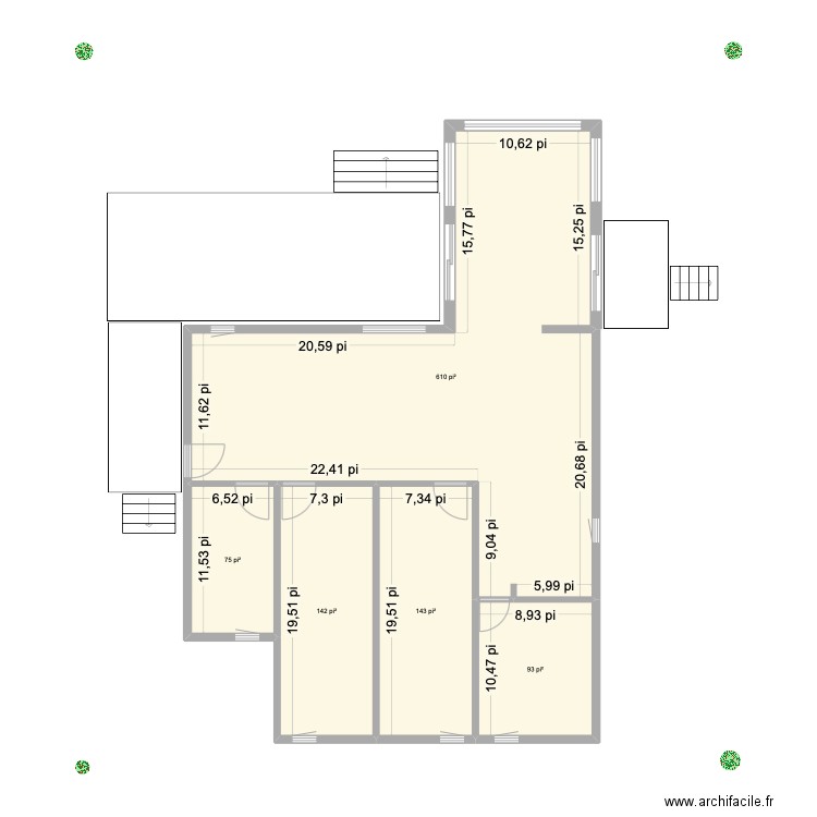 Chalet3. Plan de 5 pièces et 99 m2