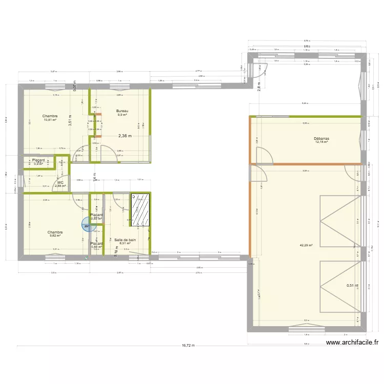 Muzillac vierge. Plan de 10 pièces et 97 m²