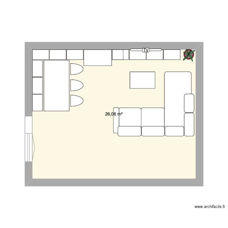 Plan Plum Salon. Plan de 1 pièce et 26 m2