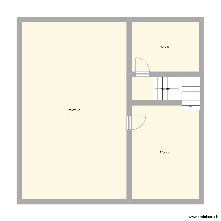 sous sol. Plan de 4 pièces et 82 m2