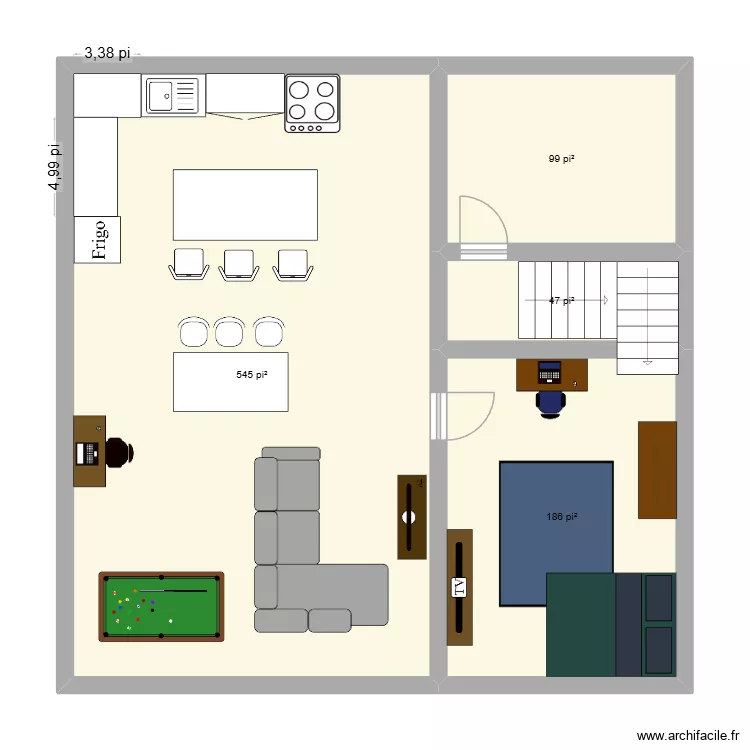 sous sol. Plan de 4  et 82 m²