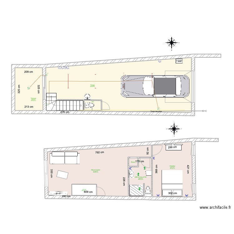 RDC Flassans. Plan de 9 pièces et 90 m2