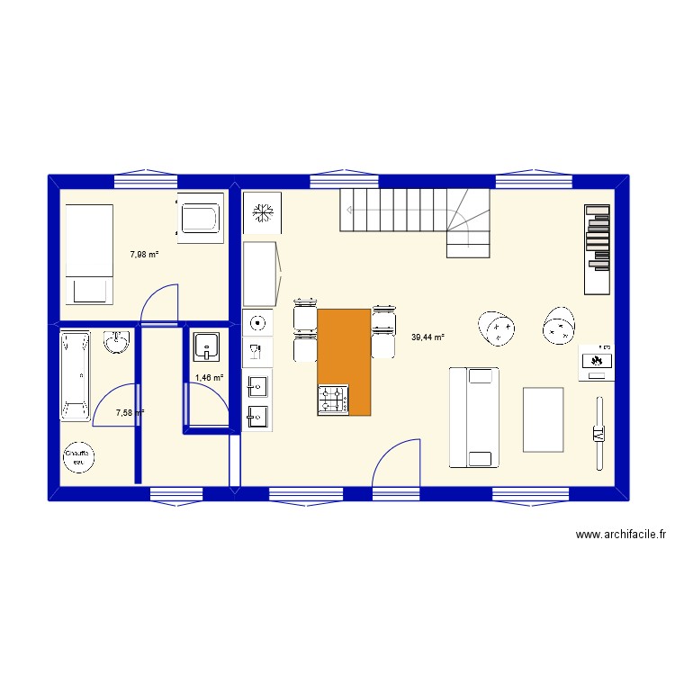 axel 3. Plan de 4 pièces et 56 m2