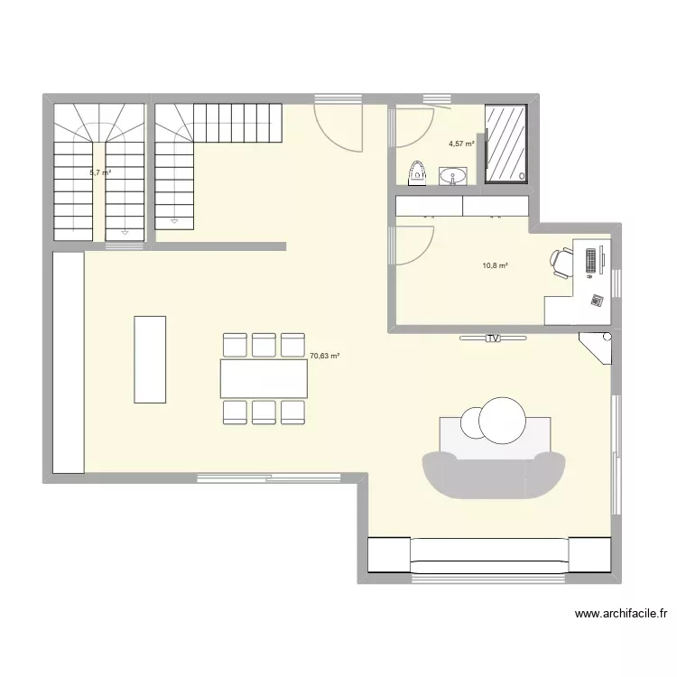 villa. Plan de 4 Pièces et 92 m²