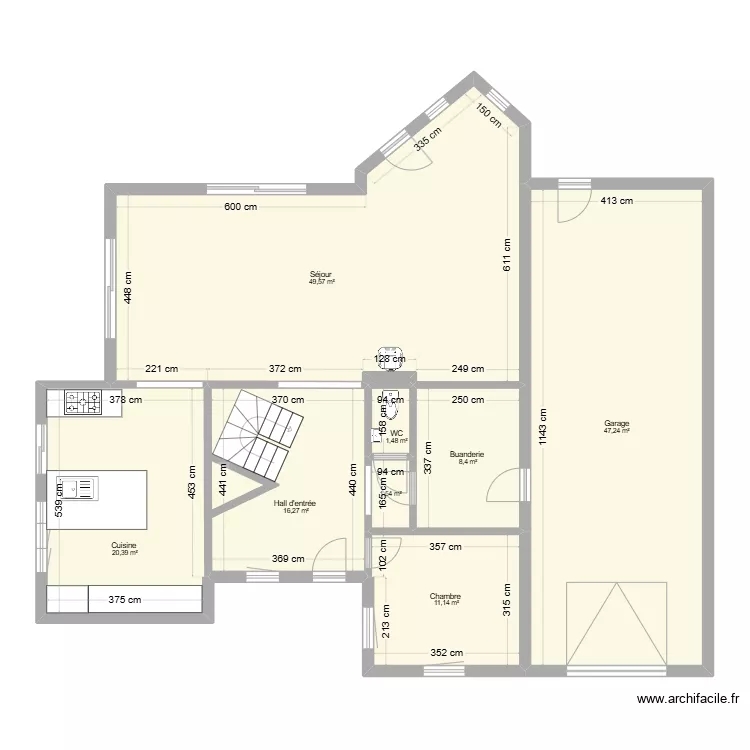 Maison Herve rez . Plan de 