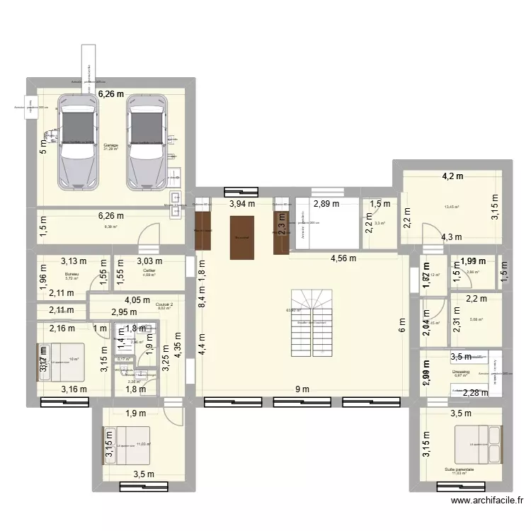 Projet maison H. Plan de 21 Pièces et 199 m² Projet maison H. Plan de 21 Pièces et 199 m²