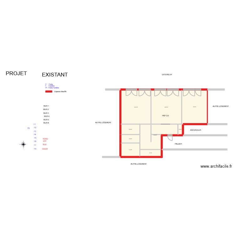 LA ROCHE_ Existant. Plan de 9 pièces et 131 m2