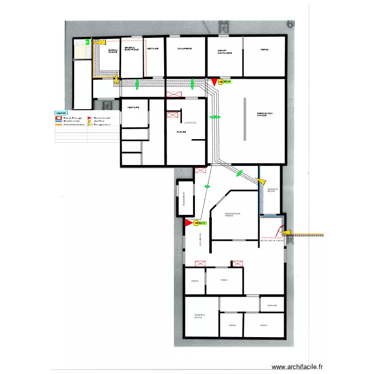 Cuisine Wifi. Plan de 26 pièces et 3216 m²