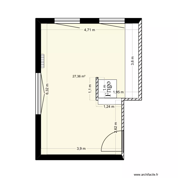 Raniya h apparte. Plan de 1  et 27 m²