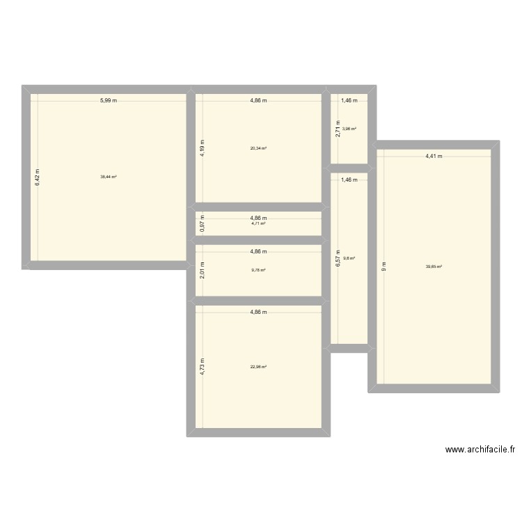 maison Neufville. Plan de 8 pièces et 149 m2