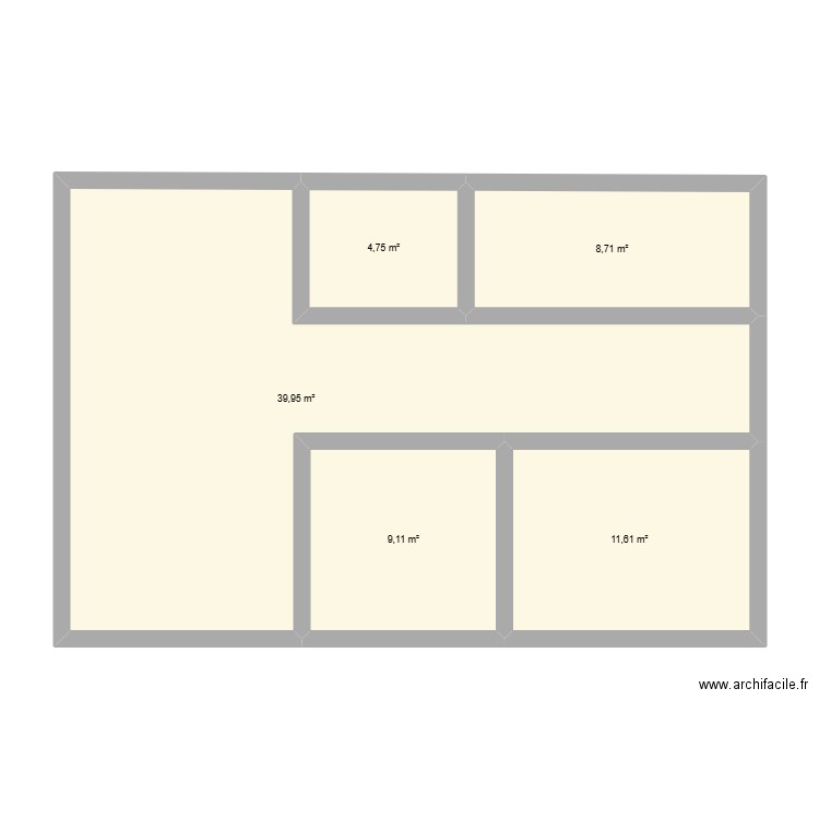 plan. Plan de 5 pièces et 74 m2