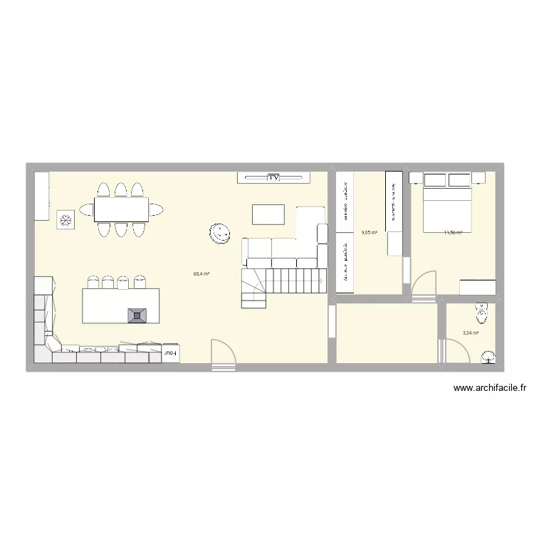 Maison familiale. Plan de 4 et 92 m² Maison familiale. Plan de 4 et 92 m²