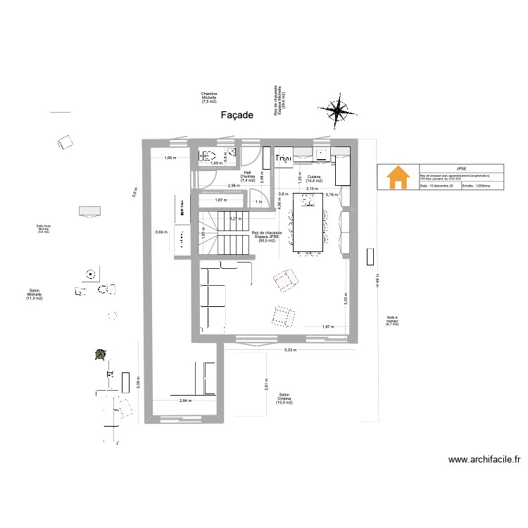 JPSE Agrandissement 2025 (RC+1É) VQ Ajusté v3. Plan de 0 pièce et 0 m2