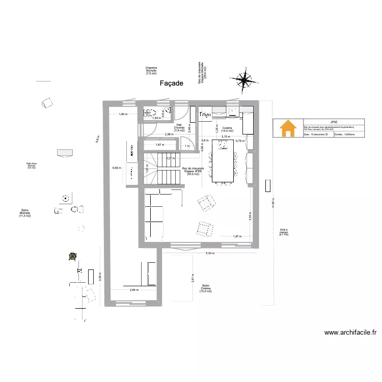 JPSE Agrandissement 2025 (RC+1&Eacute;) VQ Ajust&eacute; v3. Plan de 1  et 49 m²