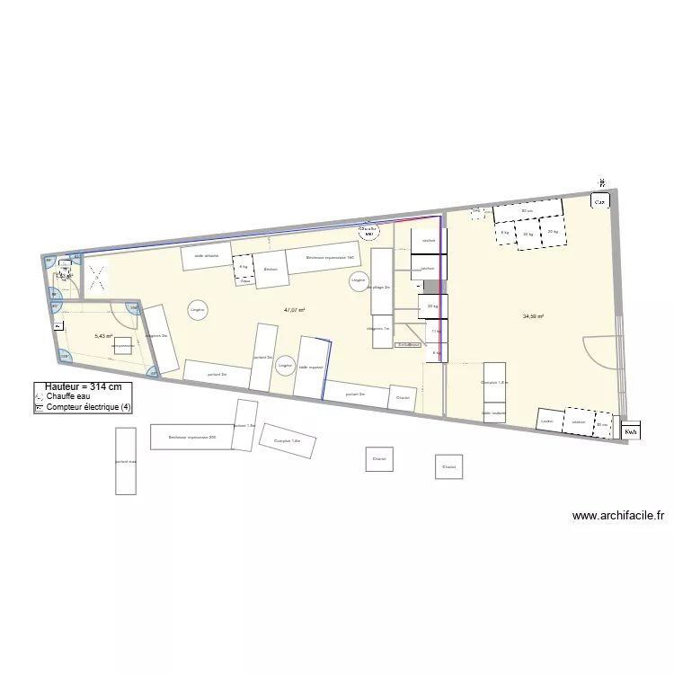 laverie merignac pressing mateo rajout machines. Plan de 4  et 88 m²