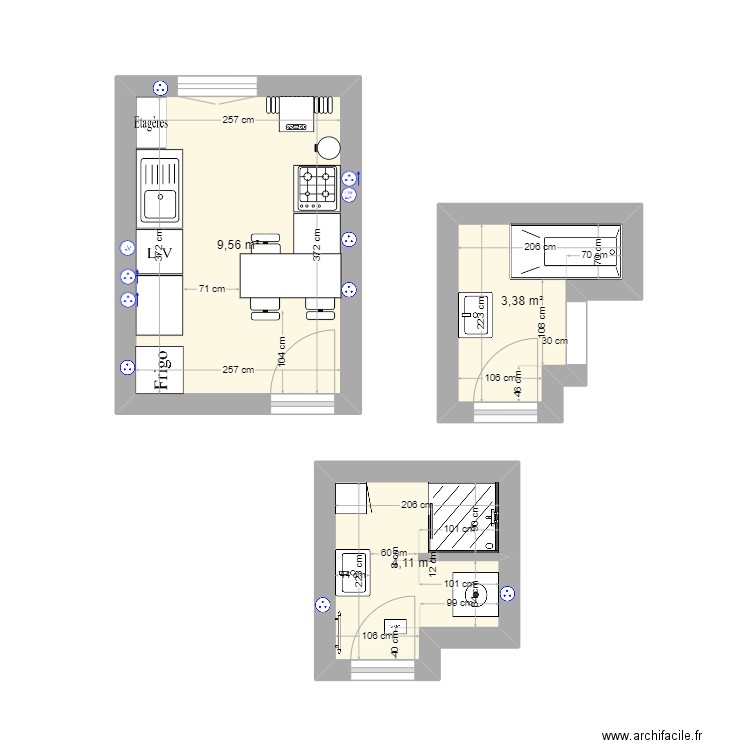 ALEXANDRE 1ER. Plan de 3 pièces et 17 m2