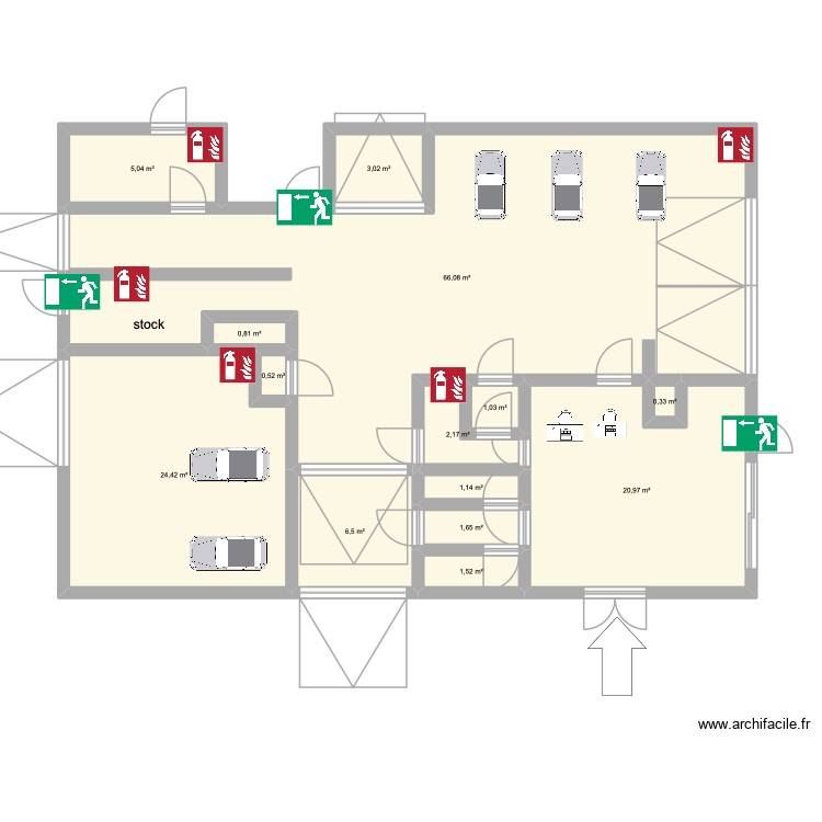 plan de mon U (VW). Plan de 14 pièces et 135 m2