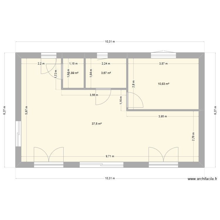Le sage. Plan de 4 pièces et 54 m2