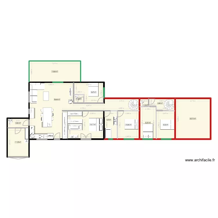 StCyprien Echelle Ext Bois Etage OK2 TAILLE. Plan de 14  et 186 m²