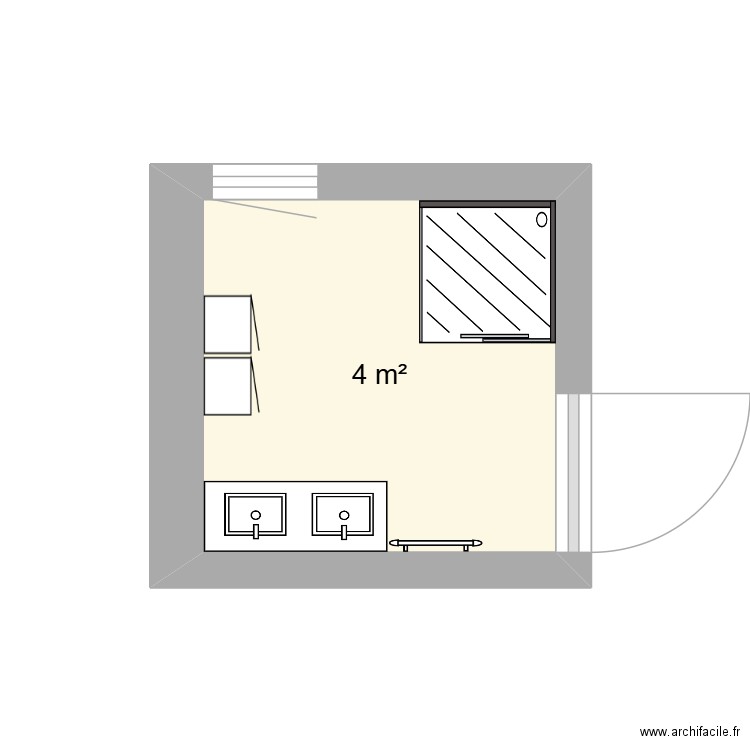 SDB. Plan de 1 pièce et 4 m2