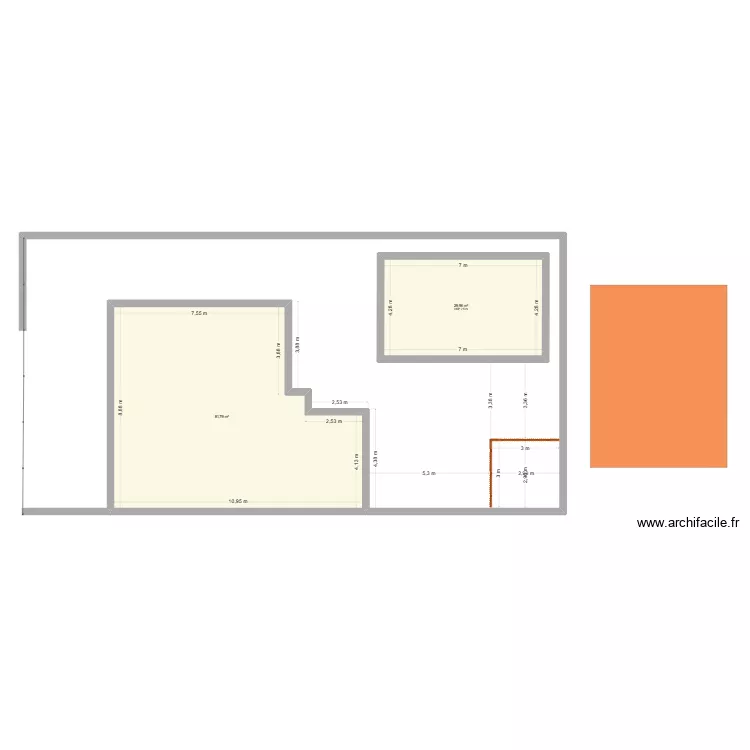 terrain garage. Plan de 2 Pièces et 112 m²