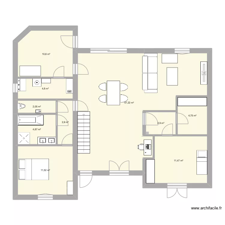 Essai 1. Plan de 10  et 103 m²