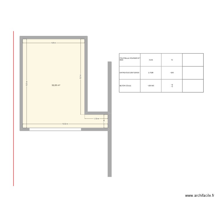Extention maca. Plan de 1 pièce et 32 m2