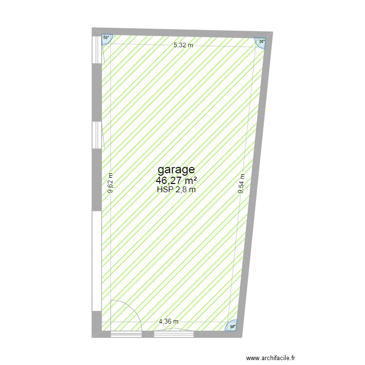 garage.. Plan de 1 pièce et 46 m2