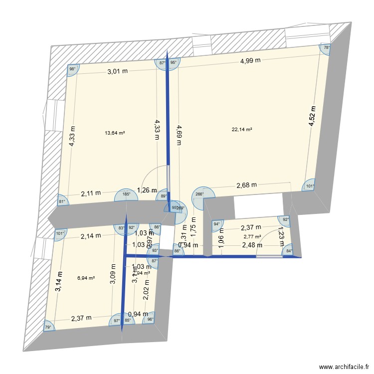 APT 6 Conti Placo. Plan de 5 pièces et 48 m2