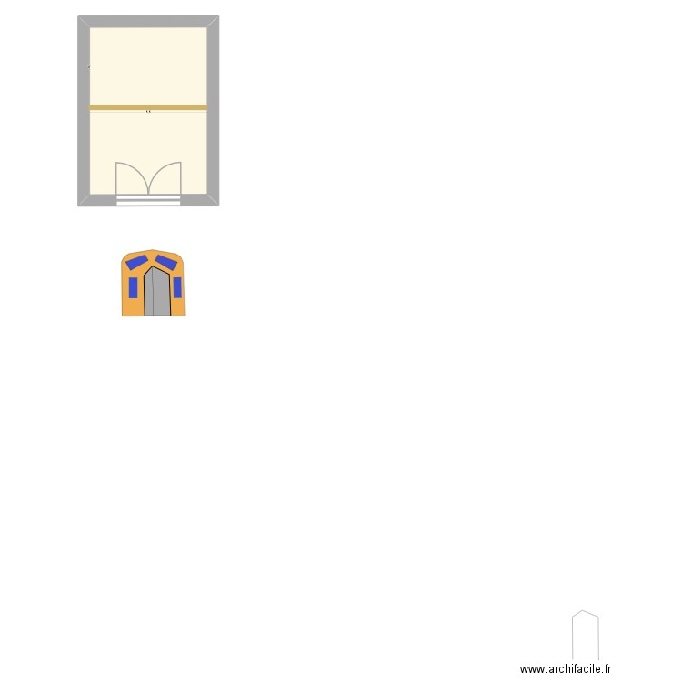 grange. Plan de 2 pièces et 86 m2