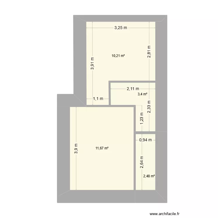 Pavillon avec cloison. Plan de 4 et 28 m² Pavillon avec cloison. Plan de 4 et 28 m²