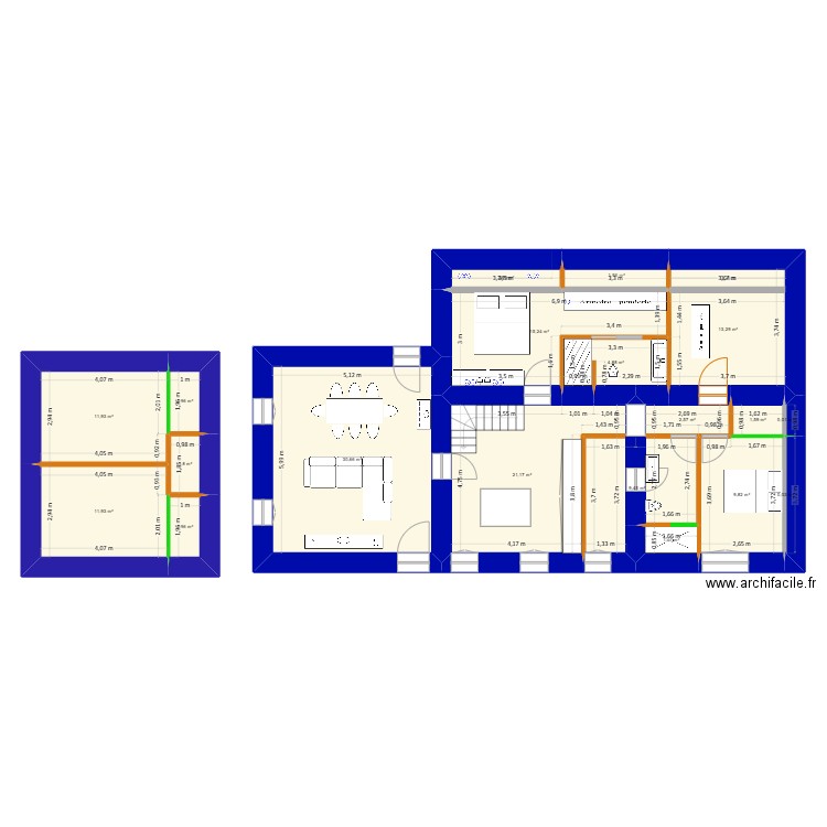 MAISON AVEC PB. Plan de 19 pièces et 144 m2