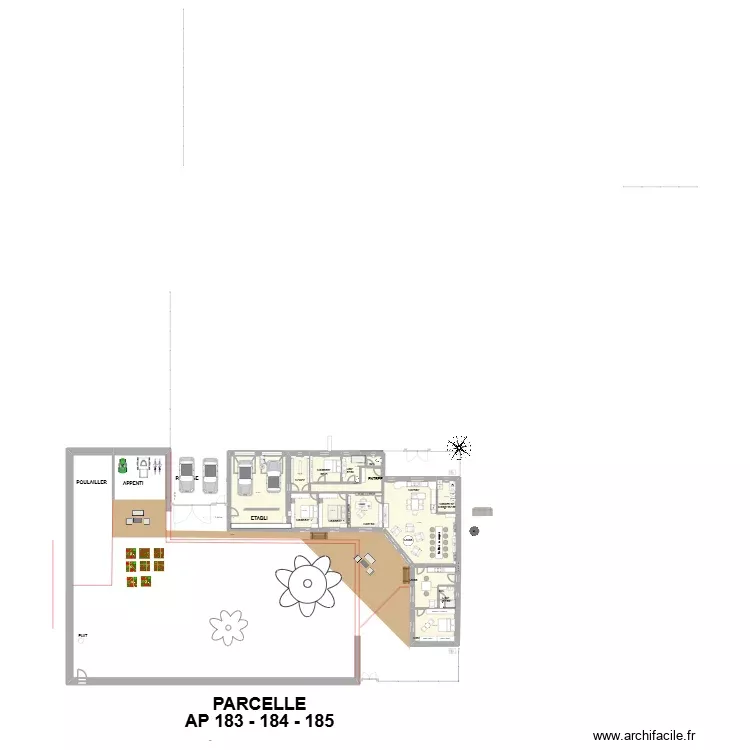 Maison neuve terrain poules version 5. Plan de 12 Pièces et 241 m² Maison neuve terrain poules version 5. Plan de 12 Pièces et 241 m²