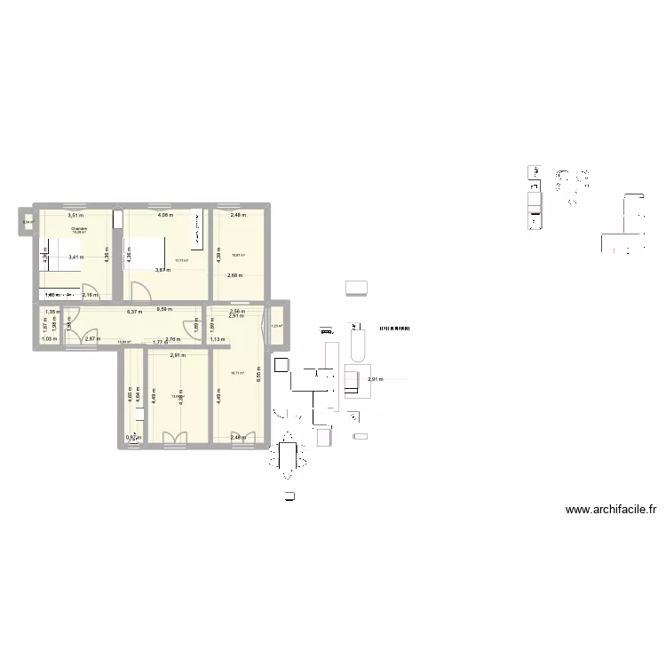 LES HALLES EDL. Plan de 8  et 94 m²
