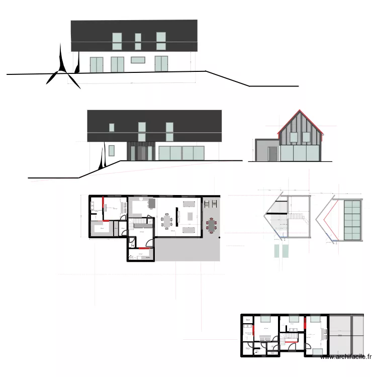LONGERE TYPE 8 TER AVEC VELUX avec extension. Plan de 20 pièces et 206 m² LONGERE TYPE 8 TER AVEC VELUX avec extension. Plan de 20 pièces et 206 m²