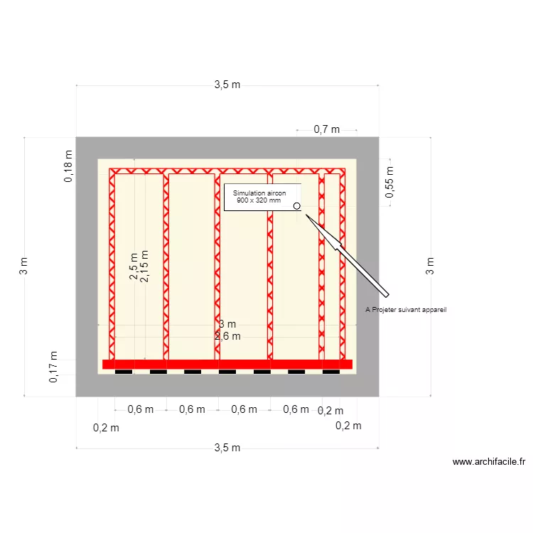 studio P6 position coring aircon. Plan de 