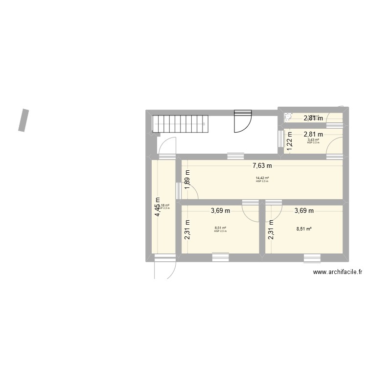 nlt ev. Plan de 6 pièces et 41 m2