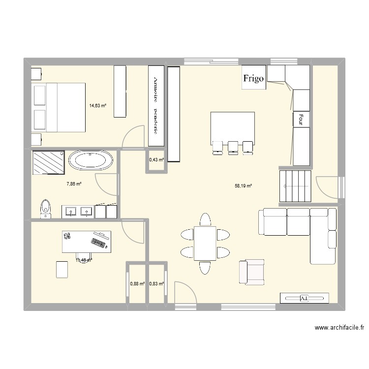 maison. Plan de 7 pièces et 94 m2