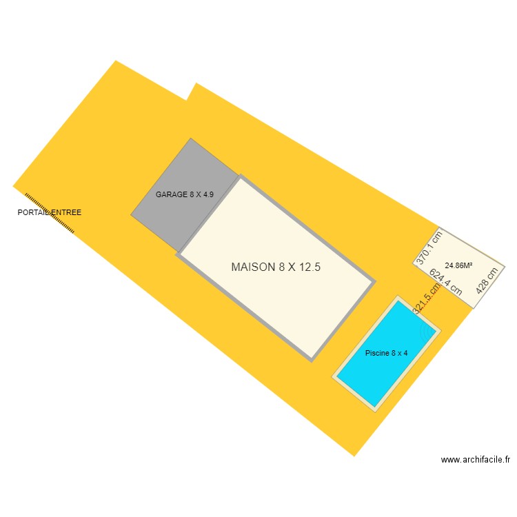 PLAN DE MASSE MAISON PISCINE PREAU 24.86 M². Plan de 2 pièces et 135 m2
