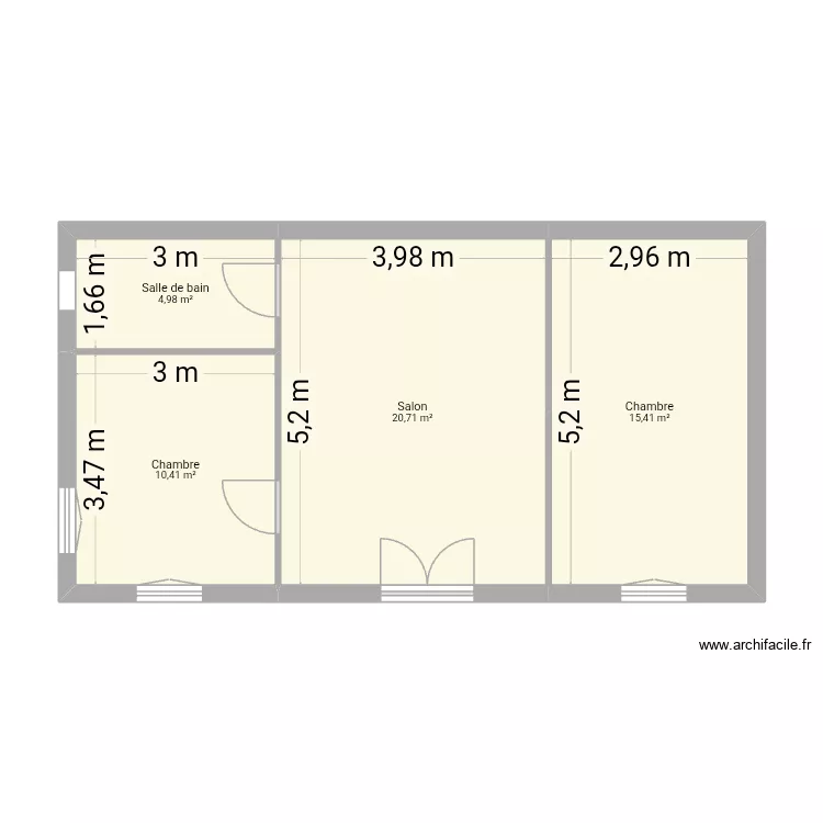 NIV 0 PITAULT. Plan de 4  et 52 m²