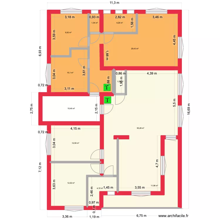 plan travaux. Plan de 12  et 158 m²