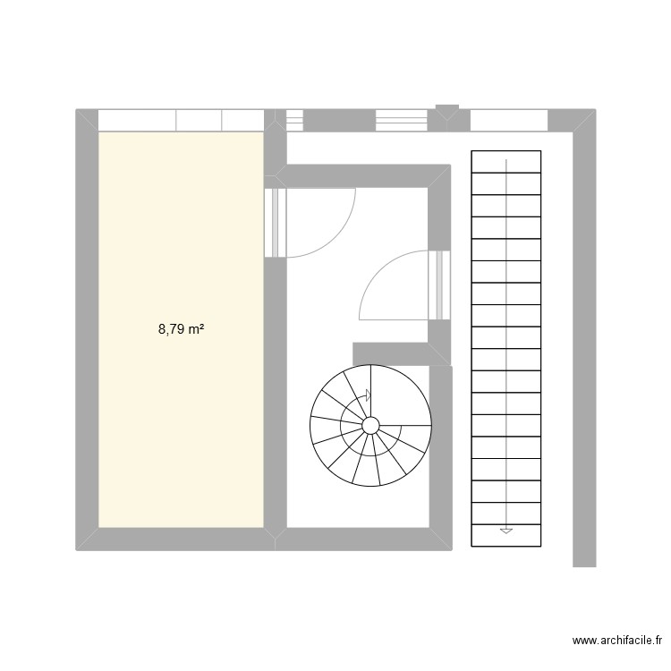 rdc maison. Plan de 1 pièce et 9 m2