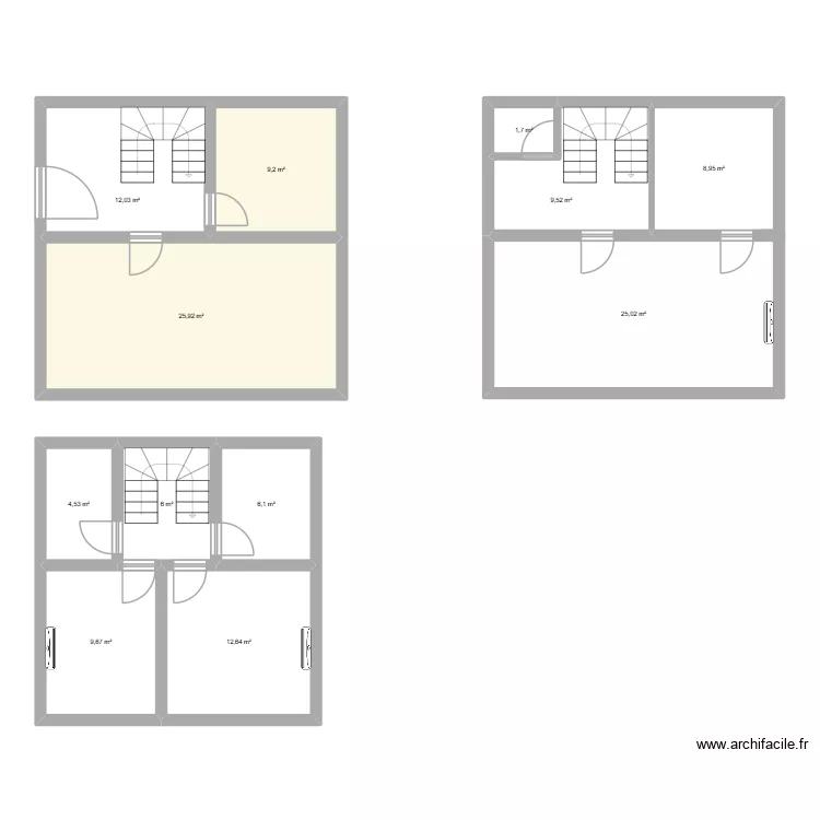 Moulin. Plan de 12  et 131 m²