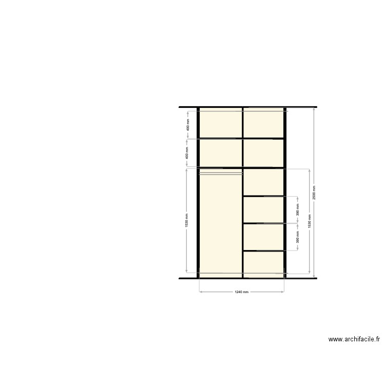 PLACARD BUREAU. Plan de 5 pièces et 3 m2