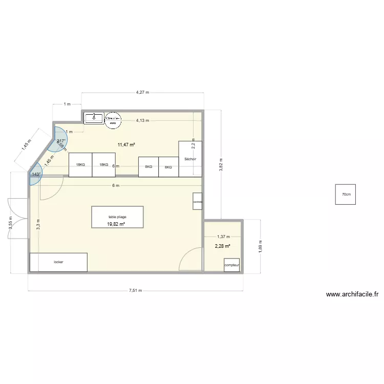 Laverie Chartrons 1&egrave;re &eacute;tape. Plan de 